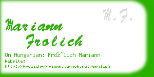 mariann frolich business card